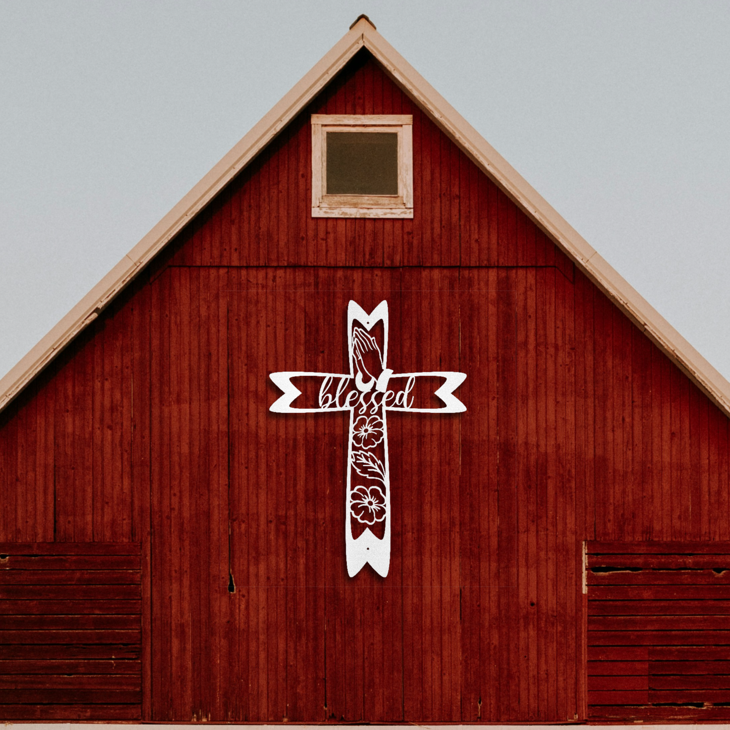 Blessed Floral Metal Fancy Cross Wall Art – Elegant Christian Home Decor